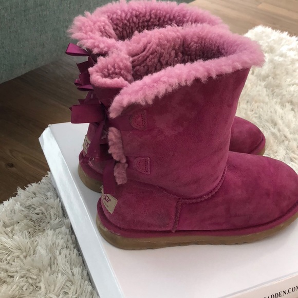 Magenta Bailey Bow Ugg Boots - Picture 2 of 3